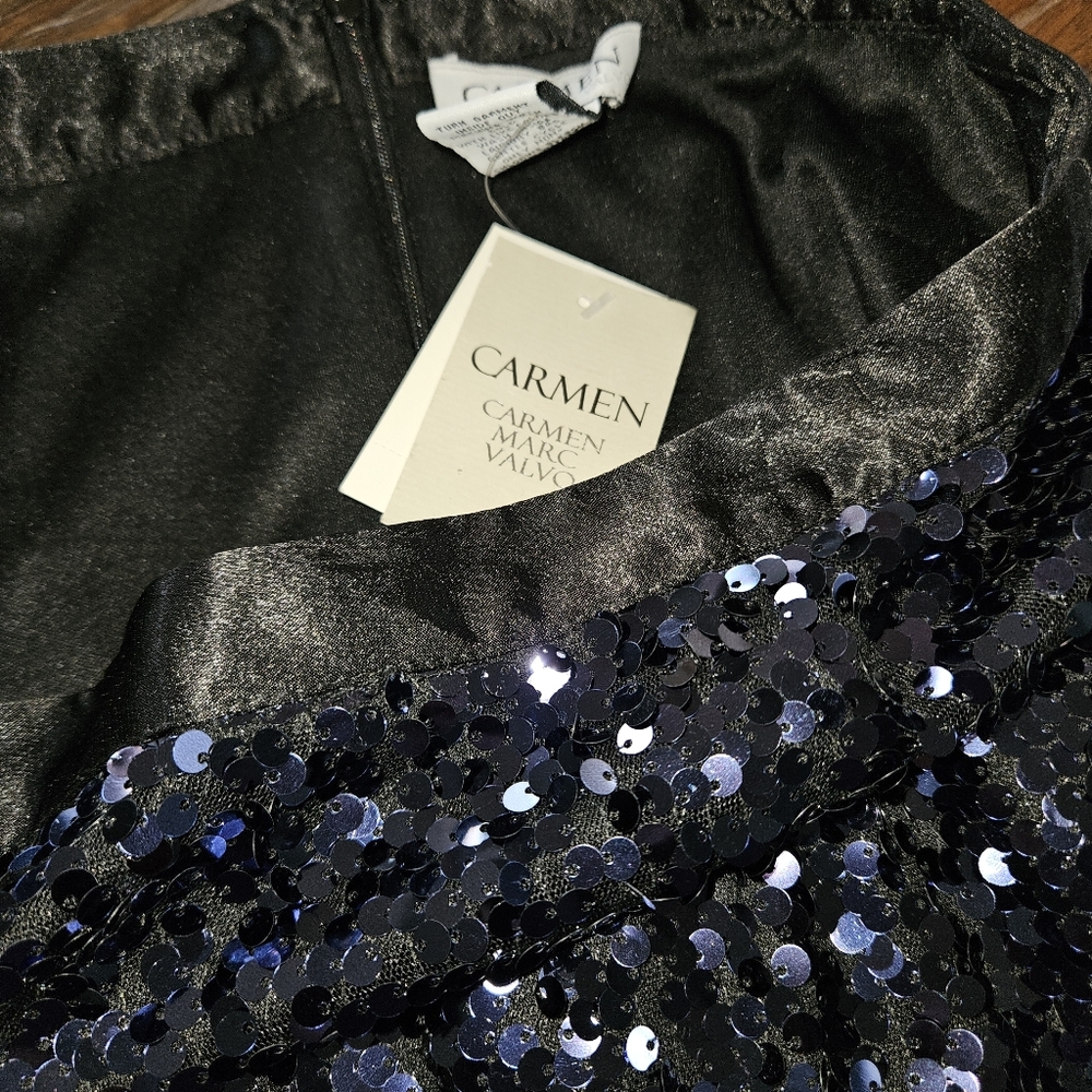 Carmen Marc Valvo Sequin Skirt in Star Blue Size 4